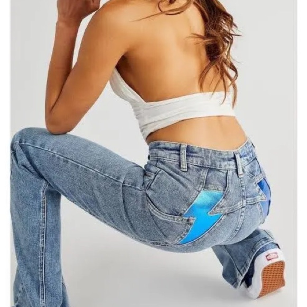 Free People We The Free Thunderbird Flare
Jeans Lightening Bolt